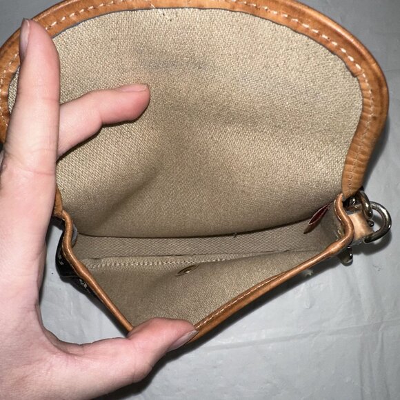 Dooney & Bourke Black & Tan Monogram Small Wristlet Purse Leather Strap - Picture 5 of 6